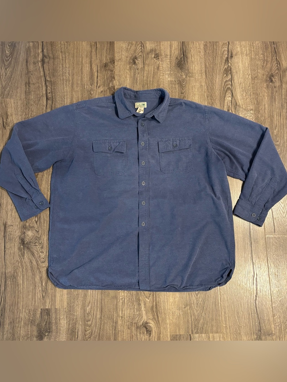 L.L. Bean Men's Chamois Shirt Traditional Fit Blue Thick Flannel Material Sz XXL